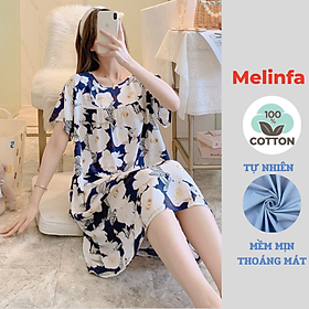 Váy ngủ ngắn tay, đầm mặc nhà freesize vải lanh cotton lụa tự nhiên thoáng mát nhiều màu mã VAV0269