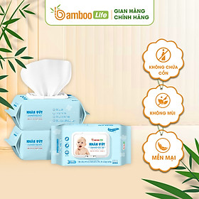 Khăn ướt Bamboo Life khăn giấy ướt cho bé cao cấp không mùi không cồn không parabens an toàn cho bé - xanh - 1 gói