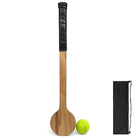 Vợt đánh tennis bằng gỗ và bóng tennis-Màu đen-Size 1 bộ Vợt