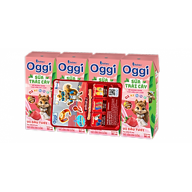 Combo 3 lốc Sữa Trái Cây Oggi Vị Dâu 180ml - Đề kháng khoẻ, Cao lớn cực chất