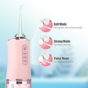 Mua Tăm nước cầm tay sạc pin cao cấp máy vệ sinh răng miệng an toàn kèm 4 đầu vòi 220ml