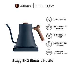 Mua Ấm rót nước điện Fellow Stagg EKG 0.9L - Stone Blue phối Gỗ óc chó -   Hàng chính hãng -BH 1 năm - NEW  
