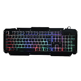 USB Wired Keyboard Rainbow Backlit with Metal Panel Suspended Keys for PC Computer(Black)