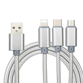 Cáp Sạc 3 Đầu Đa Năng Cho Samsung, Xiaomi, iPhone, iPad – Hàng Chính Hãng