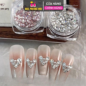 Đá Mini Tạo Hình Tim Bướm Siêu Sáng Chân Bằng, Mix Kiểu Size Khoảng 100 Viên Gắn Móng, Hình Giọt Sương, Tam Giác Siêu Xinh Phong Cách Hàn Quốc