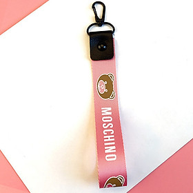 Móc khóa dây Strap dây vải DAY-DT-gấu mochino hồng