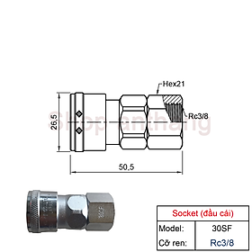 Khớp nối nhanh khí nén SF(ổ cắm) - Nitto (Nhật Bản)