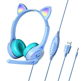 Tai Nghe Mèo Bluetooth Chụp Tai SY-G30 Mèo Tai Có Dây Tai Tai Nghe Chơi Game RGB LED Chiếu Sáng Trên đầu Tai Nghe Với mic Headphone Tai Mèo