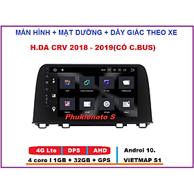 Màn hình lắp sim 4G android 10.,bộ màn hình lắp sim cho xe HON.D.A C.R.V 2018-2019 ram1G-rom32G có mặt dưỡng và C.BUS theo xe, DSP, IPS chống chói kính cường lực 2.5D ra lệnh giọng nói,tích hợp vô lăng, màn hình android xe CRV, dvd oto