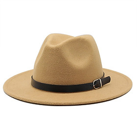 Mũ cao bồi Panama nón phớt fedora nón jazz rộng vành nam nữ đai da màu đen dona22101506