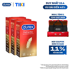 Bộ 3 Bao Cao Su Durex Fetherlite – Hộp 12 bao