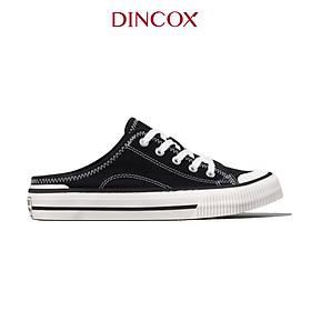 Giày Sục Đạp Gót Mules Vải Sneaker Unisex Tăng Chiều Cao 4cm DINCOX E10 Black