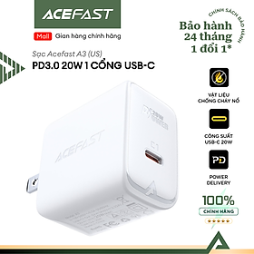 Hình ảnh Sạc Acefast PD3.0 20W 1 cổng USB-C (US) - A3 Hàng chính hãng Acefast
