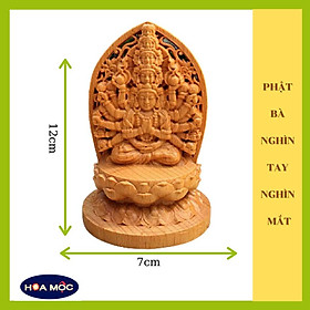 Tượng Phật Bà Thiên thủ Thiên nhãn để xe ô tô bằng gỗ tượng trang trí xe hơi