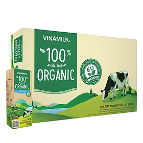 Thùng 48 Hộp Sữa Tươi Tiệt Trùng Vinamilk 100% Organic Không Đường 12