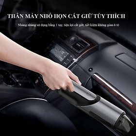 Máy Hút Bụi Ô Tô Xe Hơi Không Dây Cầm Tây Mini  Lực Hút Mạnh 4000Pa  Bộ Lọc Hepa 2.0  Phụ Kiện Tặng Kèm. Hàng Chính Hãng  - Đen