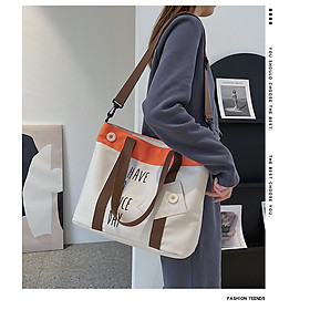 Túi Đeo Chéo Canvas Cỡ Lớn Have A Nice Day Nhiều Màu Túi Xách 2 Dây Đựng Laptop A4 Size Lớn Overbag