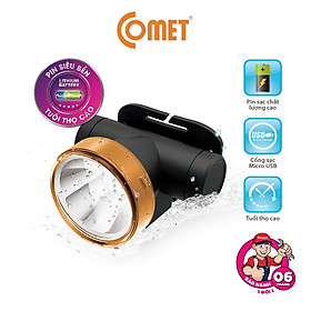 Đèn Pin Sạc Led Đội Đầu Comet CRT1614 2W Lithium 2000mAh có choá rời lắp vào đổi màu ánh sáng từ Trắng sang Vàng