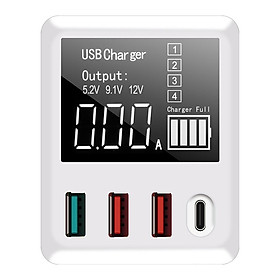 QC 3.0 4-Port USB Wall Charger 30W Fast Charging Station LED Display US Plug