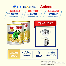 Combo 2 TPBS Anlene Gold hương vani 800g tặng nồi inox hoặc ấm đun điện quang