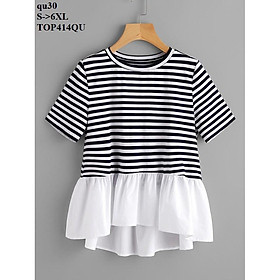 TOP328 ÁO PEPLUM PHỐI TAY NGẮN