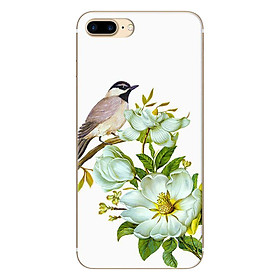 Ốp Lưng Dành Cho iPhone 8 Plus/ 7 Plus Chim Đậu Cành Hoa Trắng