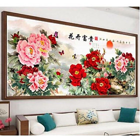 Mua Tranh thêu chữa thập hoa chỉ lụa fj0774 THÊU KÍN KT 150x65 cm