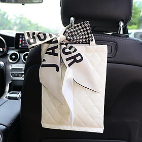 Hộp đựng khăn giấy gắn sau ghế xe hơi thắt nơ phong cách bắc âu sang trọng