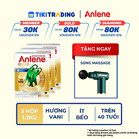 Combo 3 Sữa Bột Anlene Gold Hương Vanilla (Hộp giấy 1200g) - Tặng máy massage cầm tay hoặc máy sấy tóc