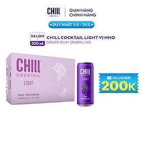 VOUCHER 100K Thùng 24 lon Chill Cocktail Light vị Grape Rum Sparkling