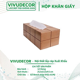 Mua Hộp đựng khăn giấy VIVUDECOR HK01 100% gỗ tự nhiên