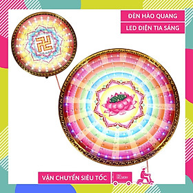 Mua Đèn hào quang mặt kính tia led nền chữ Vạn và Bông sen mặt lưng đỏ - Nhiều cỡ