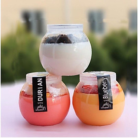 Mua Hũ thuỷ tinh đựng sữa chua dáng tròn lùn dễ thương (200ml)