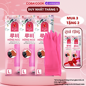 Mua  Mua 3 Tặng 2  Bộ 3 Đôi Găng Tay Cao Su Tự Nhiên Ruby 39cm