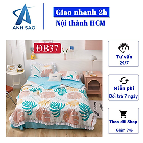 Bộ chăn ga gối đũi bèo A freesize ( gồm 1 mền chần, 1 drap 1m6x2m/1m8x2m, 2 vỏ gối nằm)