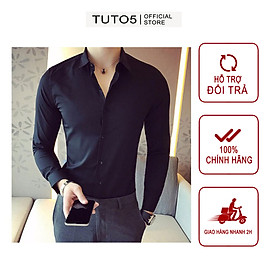 Áo Sơ Mi Nam Tay Dài Trơn Công Sở Phom Slimfit Vải Cotton 100% Cao Cấp Mềm Mịn, Thoáng Mát TUTO5 ASM1001