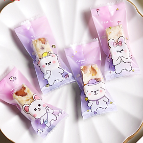 Mua Túi gói kẹo Nougat  Túi đựng bánh cookie  vỏ túi đóng kẹo hạnh phúc size 4*9 cm (gấu thỏ tím)