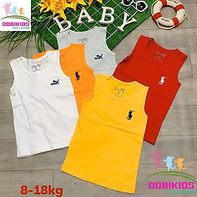 Áo Ba Lỗ Bé Trai Thun Cotton 4 Chiều Đẹp Logo Thêu 7-18kg