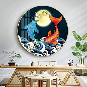Mua Tranh thêu kín chữ thập Cá chép hoá rồng  kích thước 50 x 50 cm