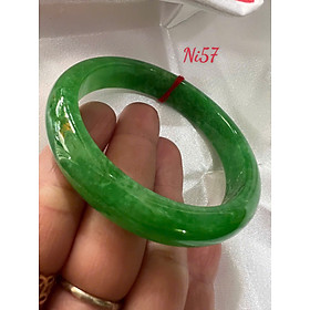 Vòng Tay Nữ Đá Cẩm Thạch Bản Hẹ Lý 57mm A Cao 12mm Dẩy 7,2mm Màu Xanh Lý Tươi Bông Trắng Bóng mượt đẹp nữ mệnh mộc hỏa thủy 55kg - 62kg đeo xinh đẹp sang tay món quà tặng mẹ tặng nữ ý nghĩa ạ