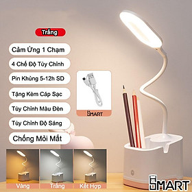 Mua Đèn Học Để Bàn - Đèn Học Chống Cận Cao Cấp - Công Nghệ Cảm Ứng Tích Điện Kiêm Hộp Đựng Bút Và Giá Đỡ Điện Thoại