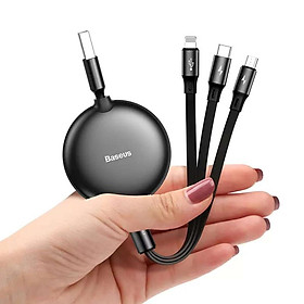 Hình ảnh Dây sạc rút 3 đầu Baseus  - cáp sạc 3 in 1 ip micro usb type c  đa năng dành cho iphone samsung oppo,...vv - hàng chính hãng