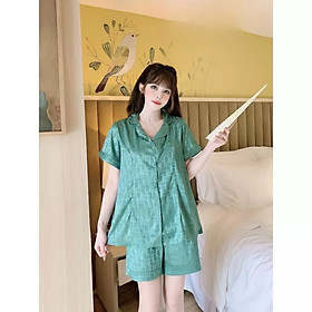 Bộ Pijama Nữ Cổ Bẻ Cúc Cài Cộc Tay Lụa Satin 5 Màu Siêu Xinh