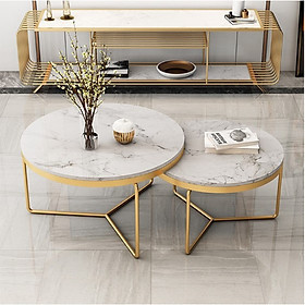 Mua Cặp bàn trà sofa tròn chân sao  mặt đá 3D