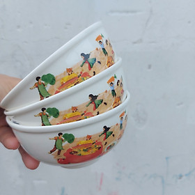 Set 10 chén sứ tráng men in hoạ tiết xuân siêu đẹp cao cấp