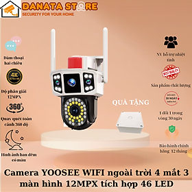 Mua (Lỗi 1 đổi 1) Camera YOOSEE WIFI ngoài trời 4 mắt 3 màn hình 12MPX tích hợp 46 LED - Hàng chính hãng