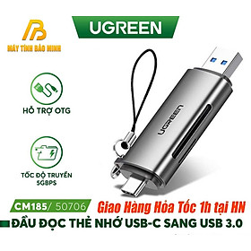 Đầu đọc thẻ nhớ SD/TF chuẩn Type C & USB 3.0 Ugreen 50706 - Hàng Chính Hãng