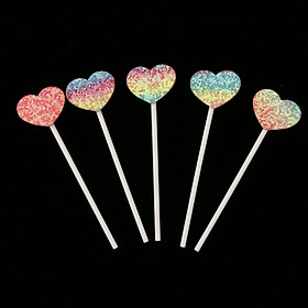 5 Pieces Cake Topper Insert Sticks Wedding Party Cake Decoration Heart
