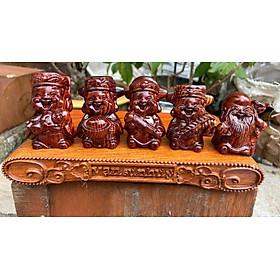 Mua Bộ tượng năm vị thần tài  may mắn bằng gỗ trắc kt 9×6cm