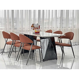Mua Bộ bàn ăn Junosofa chân inox đen  mặt bàn đá và 4 ghế Miso sang trọng